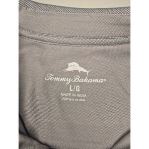 Tommy Bahama Mens Gray Short Sleeve Marlin‎ Logo Polo Shirt Large L Cotton Blend